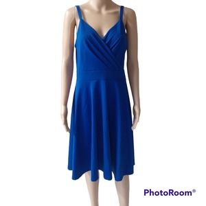 NWT Grace Karin Large Sleeveless Stretch Fit n' Flare Blue Party Prom Dress